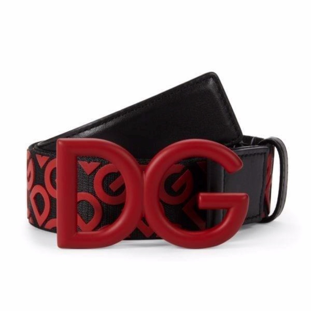 New Dolce & Gabbana Logo Buckle  Belt Size 115cm/46in Black/Red